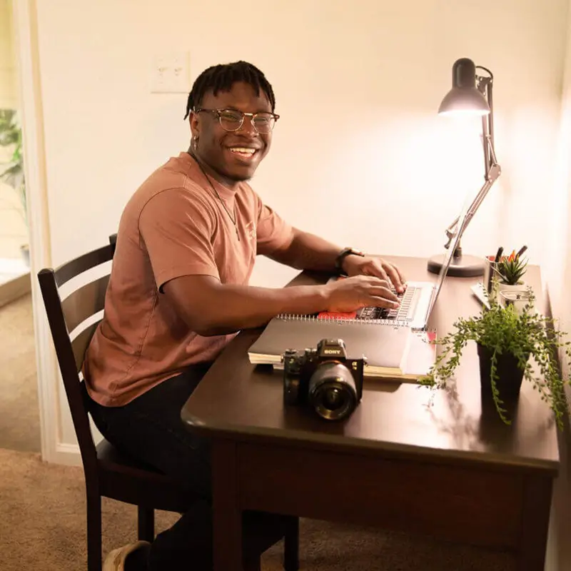 young man studying