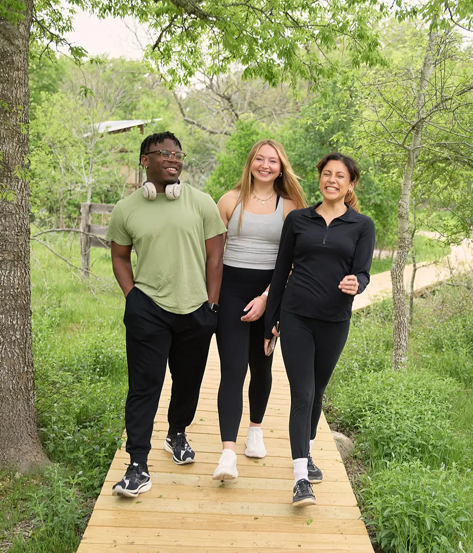 group of young adults walking